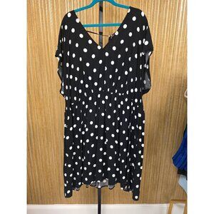 NWT Plus Knee Length Short Sleeve Ava & Viv Black & White Polka Dot Dress 3X